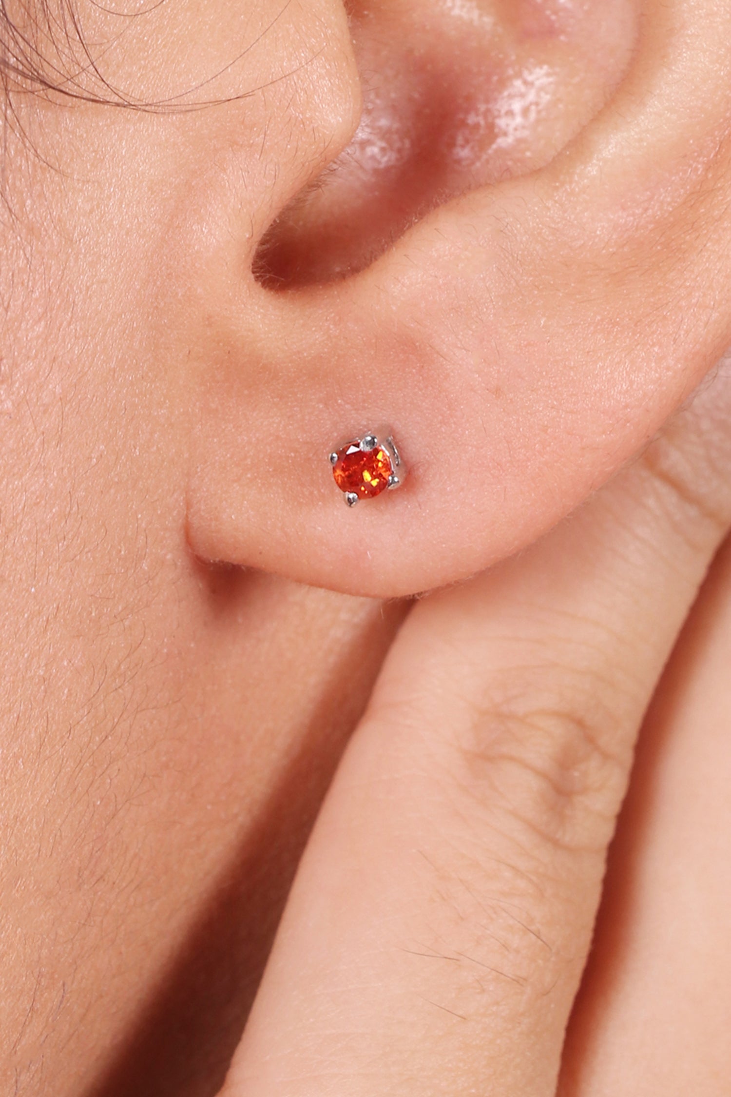 Silver Tiny Orange Studs